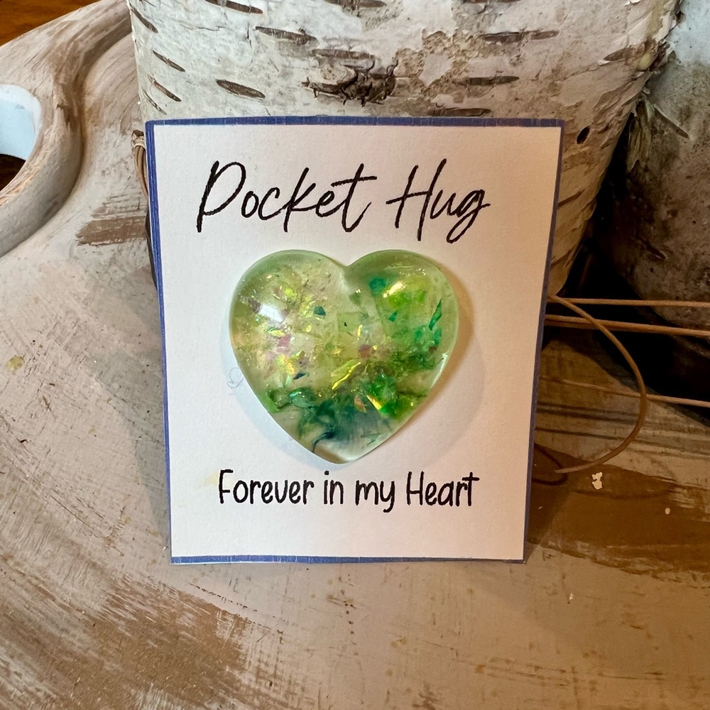 Pocket hug small gift to show someone you care. Resin/alcohol ink.
